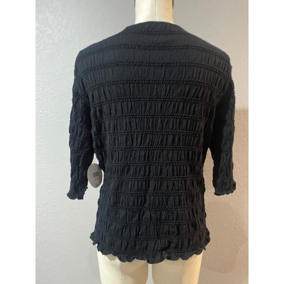 Valerie Stevens Women’s Vintage NWT Smocked Cotton Long Sleeve Top size XL Black - Picture 3 of 7